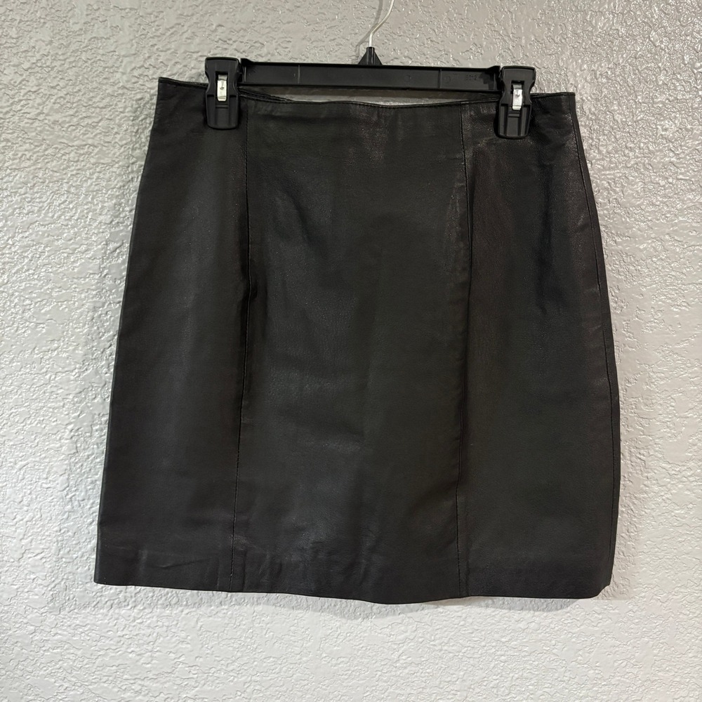 Wilsons Black Genuine Leather Mini Skirt Womens 12 A Line Y2K 90s Moto